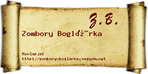 Zombory Boglárka névjegykártya