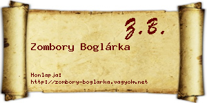 Zombory Boglárka névjegykártya